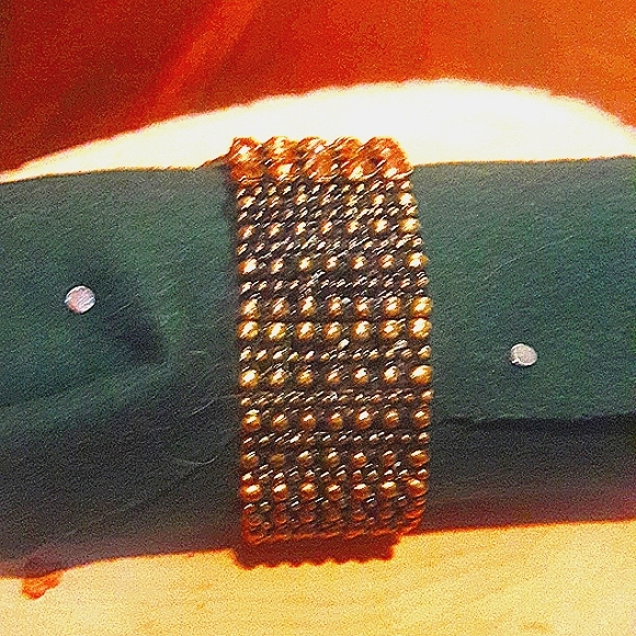 Gold Crystal Stretch Statement Bracelet with Amber Center Stone. - Picture 3 of 4